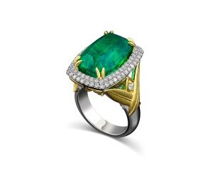 MASTERPIECE RING “JARDIN DE AMOR.” - Vivid Green AFGHAN (Panjshir) Emerald!